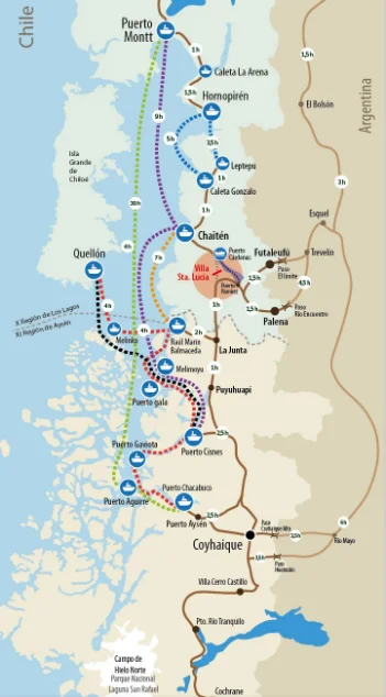 Mapa da Carretera Austral. Chile