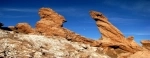No meio do Vale da Lua, você pode encontrar Las Tres Marías. Formações de pedra erodidas pelo sal e pelo vento do deserto..  San Pedro de Atacama - CHILE