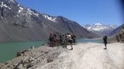 OS ANDES NA BICICLETA DE MONTANHA. EMBALSE DEL YESO, Santiago, CHILE